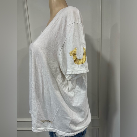 True Religion Men's Short Sleeve Logo Tee White / Gold Size XL - Picture 2 of 4
